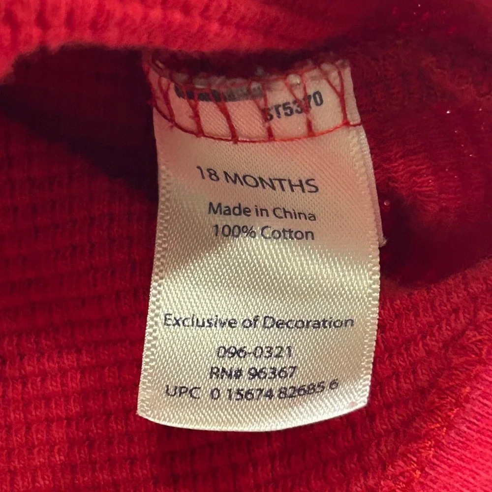 Baby OshKosh B'gosh‎ Red Gray Train Waffle Knit Long Sleeve Bodysuit 18M